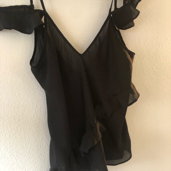 ASOS | Black Cold Shoulder Ruffle Cami - Picture 2 of 5